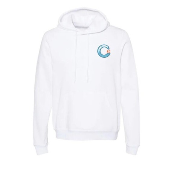 CKC  White Unisex Logo Hoodie for Teens & Adults Chest and Back Print NEW Sz XL - Picture 1 of 7